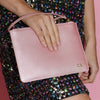 Personalised Pouch Clutch Bag Pink Shimmer Saffiano Bridsmaid Gifts for her