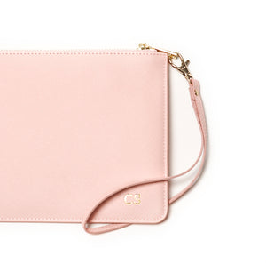Personalised Pouch | Clutch Bag | Pink Saffiano strap
