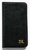 Personalised iPhone 6/7/8 Book Case Black Saffiano Leather