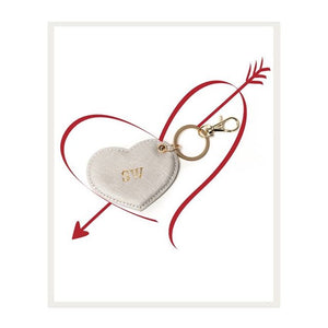 Personalised Love Heart Key Ring | Bag Charm | Silver Saffiano